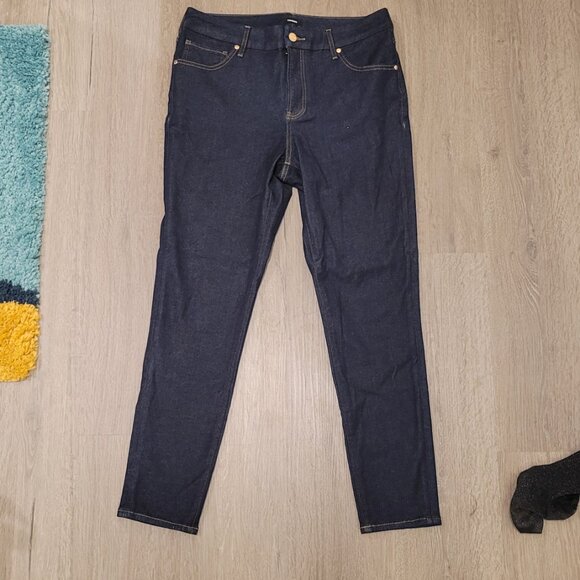 Express Skinny Jeans Leggings Dark Wash Size Large - Picture 6 of 16